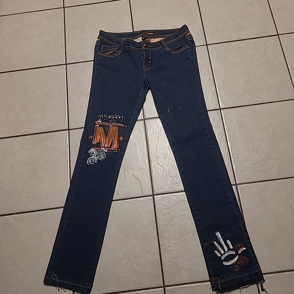 Miskeen Jeans Back Orange Embroidery Size 9 - Picture 1 of 8